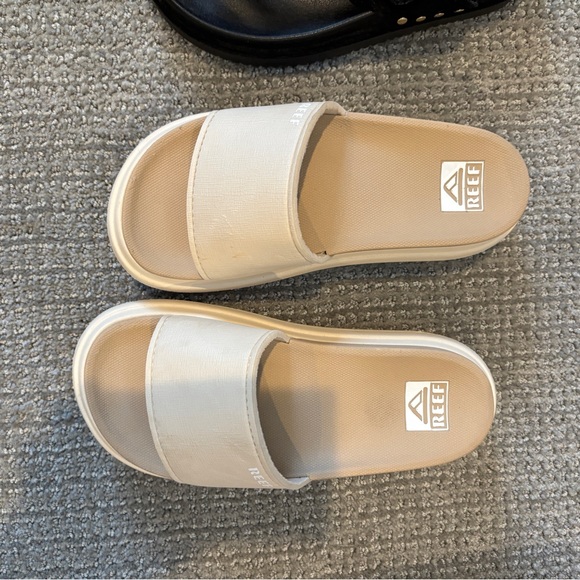 Reef Shoes - Reef Women's Tan Playform Slide Sandals - Cushioned Single Strap